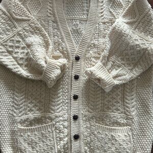 Cream Knit Cardigan with Button Closure
